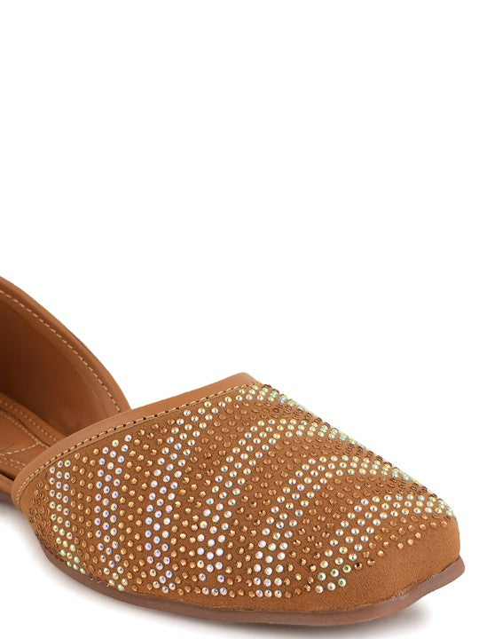 Embellished Stone Mojaris Flats-2