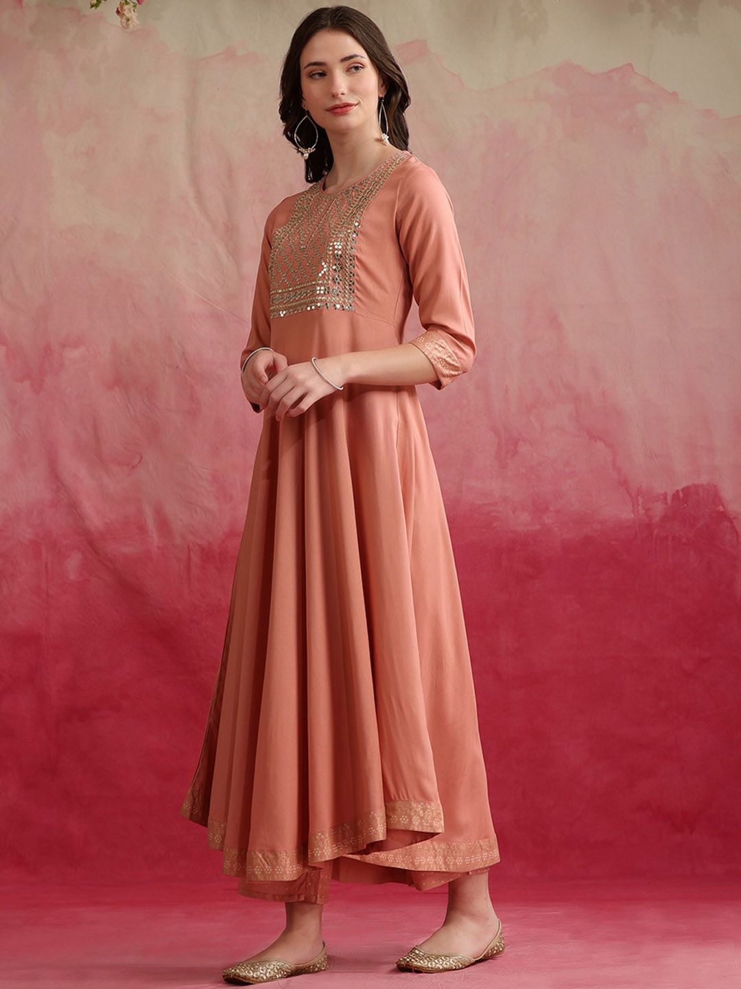 Embroidered Regular Sequinned Kurta with Palazzos & Dupatta-13