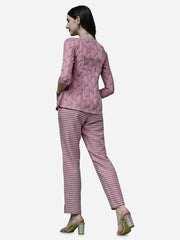 Salmon Pink Floral Design Co-Ord Set