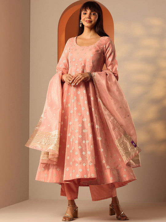 Woven Design Chanderi Silk Kurta With Trousers & Dupatta-10