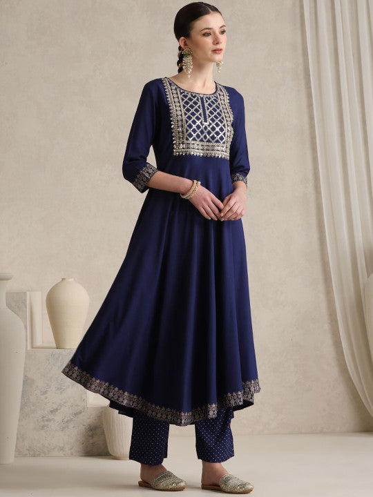 Embroidered Regular Sequinned Kurta with Palazzos & Dupatta-17