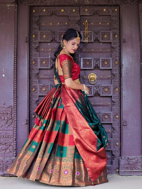 Woven Design Semi-Stitched Lehenga Choli With Dupatta-4