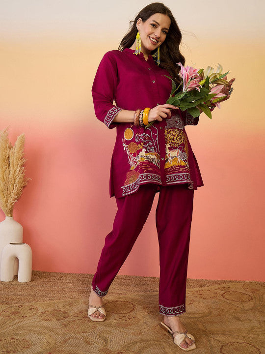 Embroidered Tunic With Trouser Co-Ords