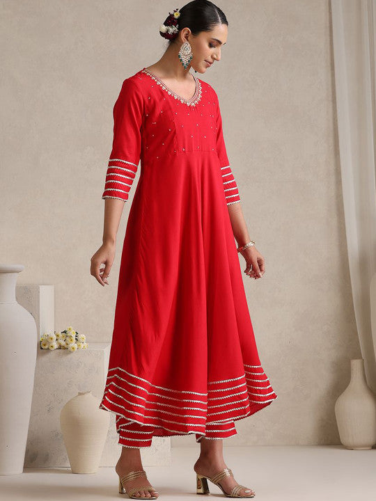 Women Regular Gotta Patti Kurta with Trousers & With Dupatta-28