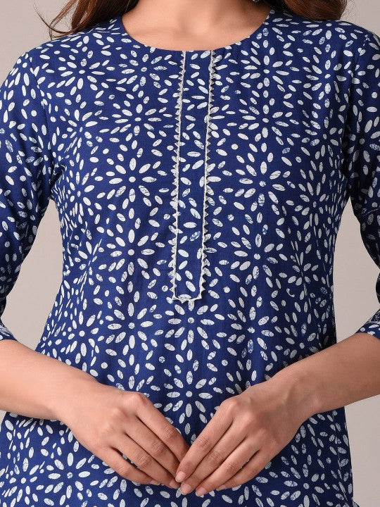 Ethnic Motifs Printed Regular Gotta Patti Pure Cotton Kurta with Skirt-2