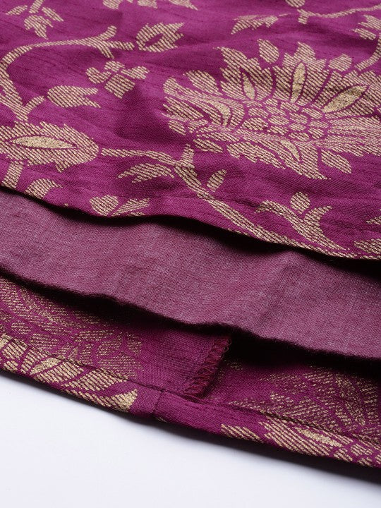 Charming Purple Floral Jacquard Skirt-6