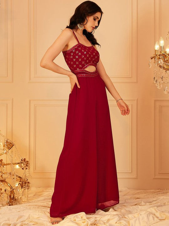 Basic Jumpsuit with Embellished-4