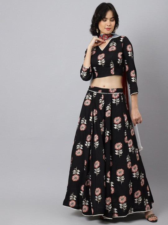 Printed Ready to Wear Lehenga & Blouse With Dupatta-1