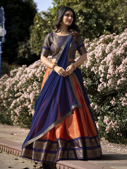 Semi-Stitched Lehenga & Unstitched Blouse With Dupatta-1