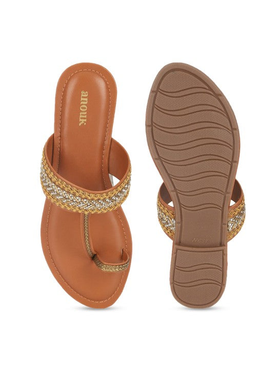 Women Festive Embellished One Toe Flats-11