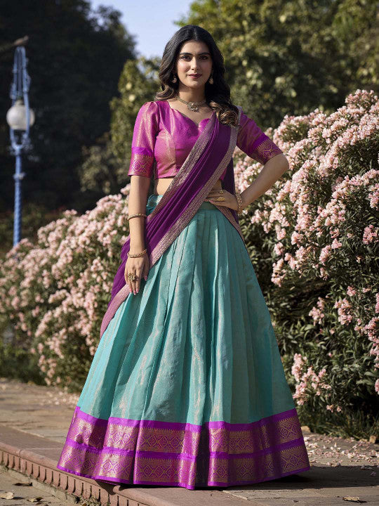 Semi-Stitched Lehenga & Unstitched Blouse With Dupatta-8