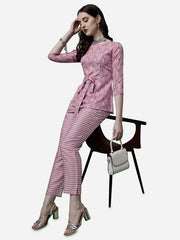 Salmon Pink Floral Design Co-Ord Set