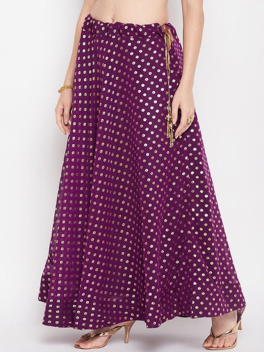 Printed Flared Maxi Skirt-3