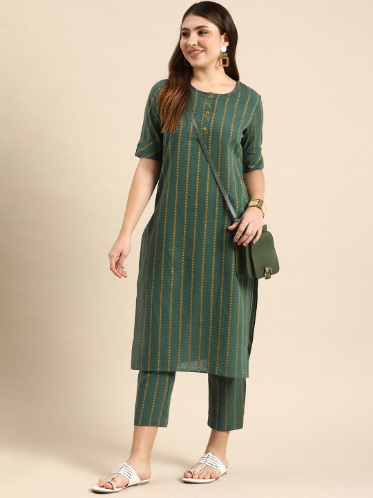Regular Pure Cotton Kurta with Trousers-2