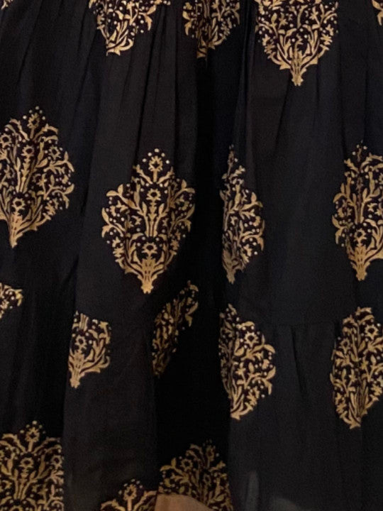 Printed Pure Cotton Maxi Flared Skirts-3