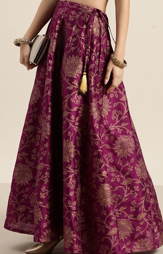 Charming Purple Floral Jacquard Skirt-5