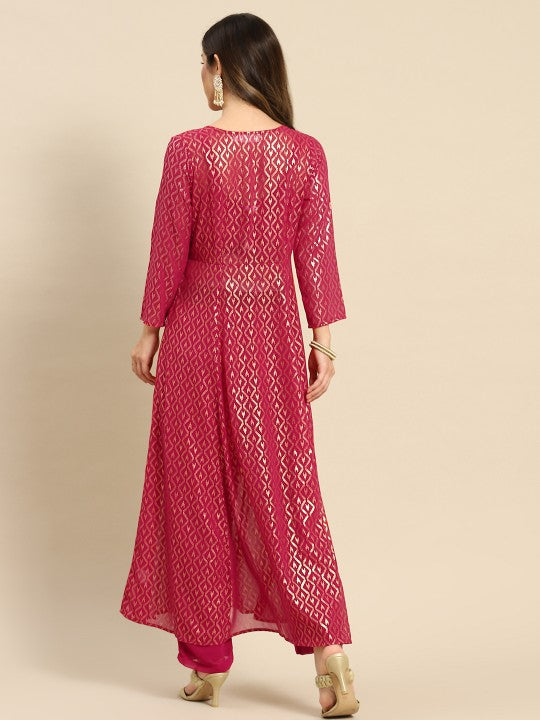 Black Ethnic Motifs Printed Pure Cotton Straight Kurta With Trousers & Dupatta-4