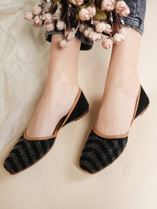 Embellished Stone Mojaris Flats-7