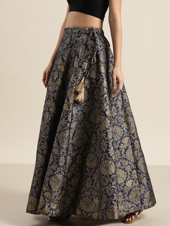 Charming Purple Floral Jacquard Skirt