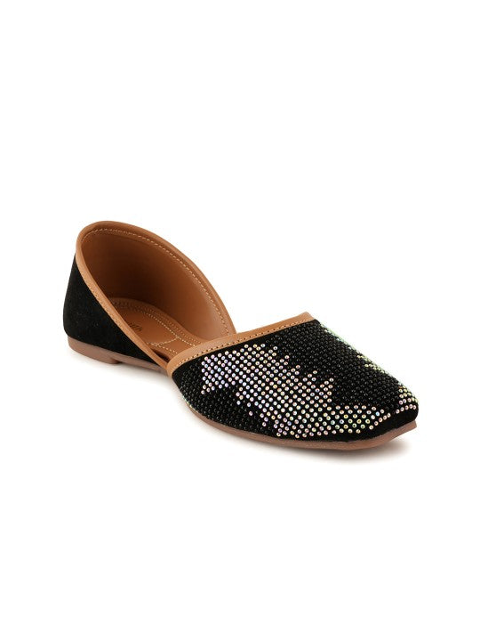 Embellished Diamond Design Mojari Flats-10