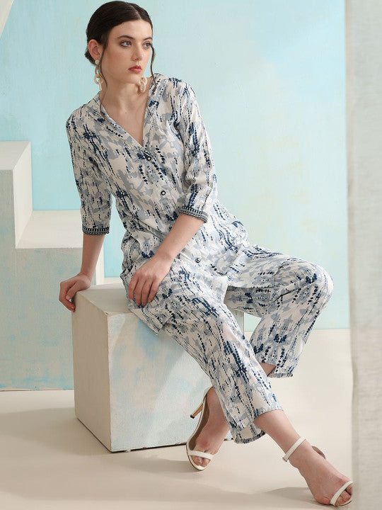Abstract Printed Tunic With Trousers-6