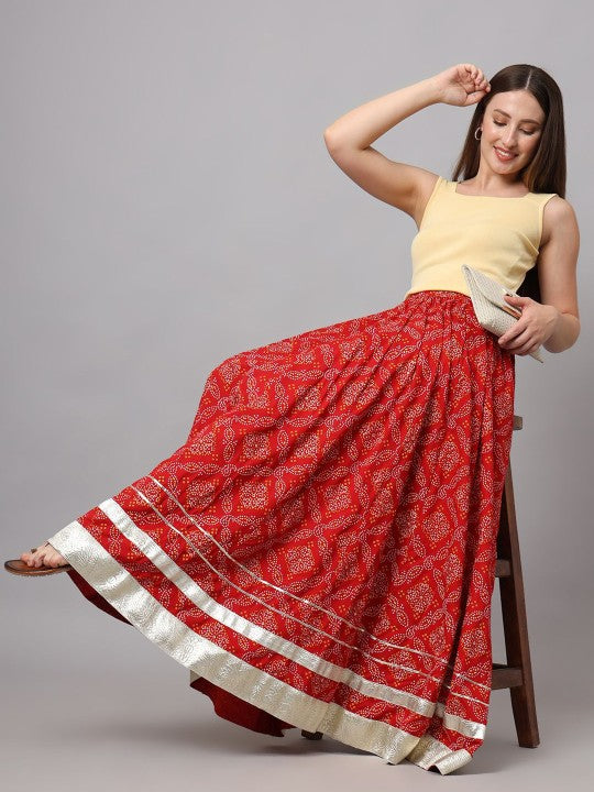 Printed Flared Maxi Skirt-3