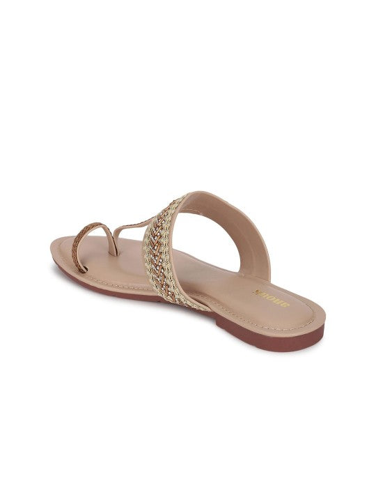 Women Festive Embellished One Toe Flats-3