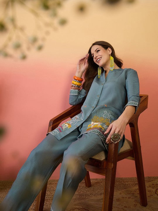 Embroidered Tunic With Trouser Co-Ords-2