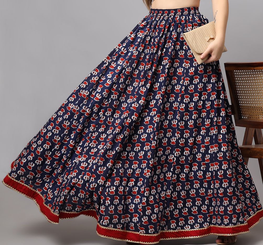 Printed Flared Maxi Skirt-1