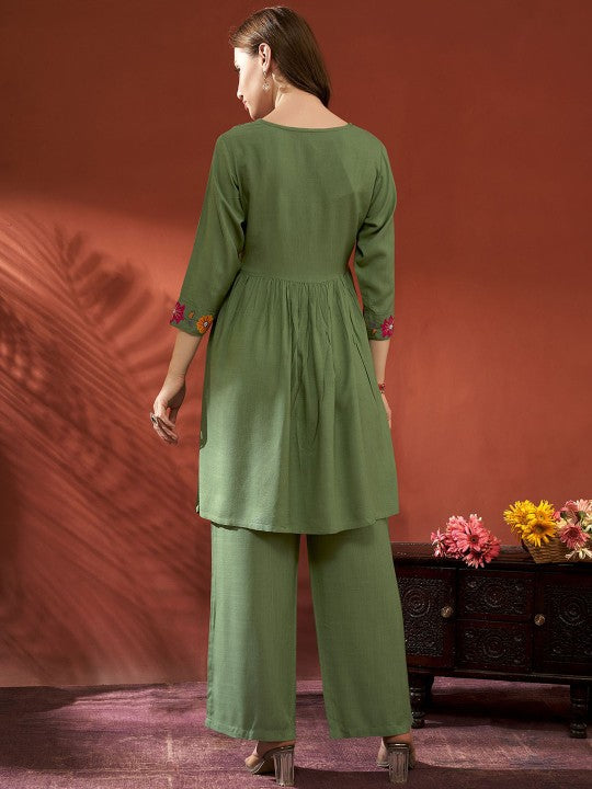 Embroidered Tunic With Palazzos Co-Ords-5