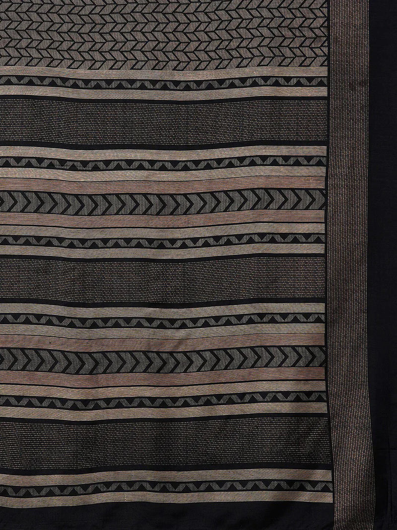 Black Printed Art Silk SareeSareeThis saree embodies festive elegance with its captivating geometric print, offering a modern twist on traditional attire. Perfect for celebratory occasions, the geomBlack Printed Art Silk Saree