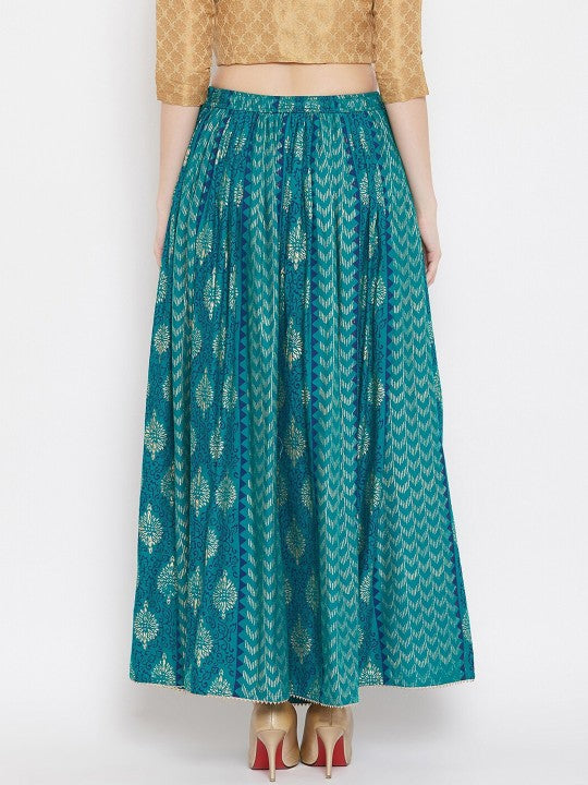 Ethnic Motifs Printed Flared Maxi Skirt-3