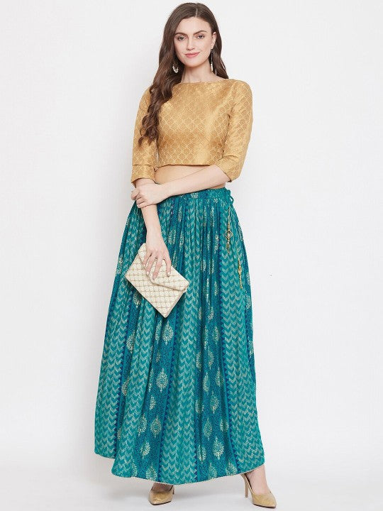 Ethnic Motifs Printed Flared Maxi Skirt-4