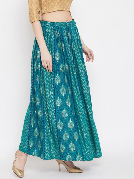 Ethnic Motifs Printed Flared Maxi Skirt-6
