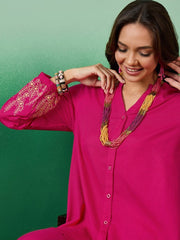 Pink Embroidered Shirt & Palazzo