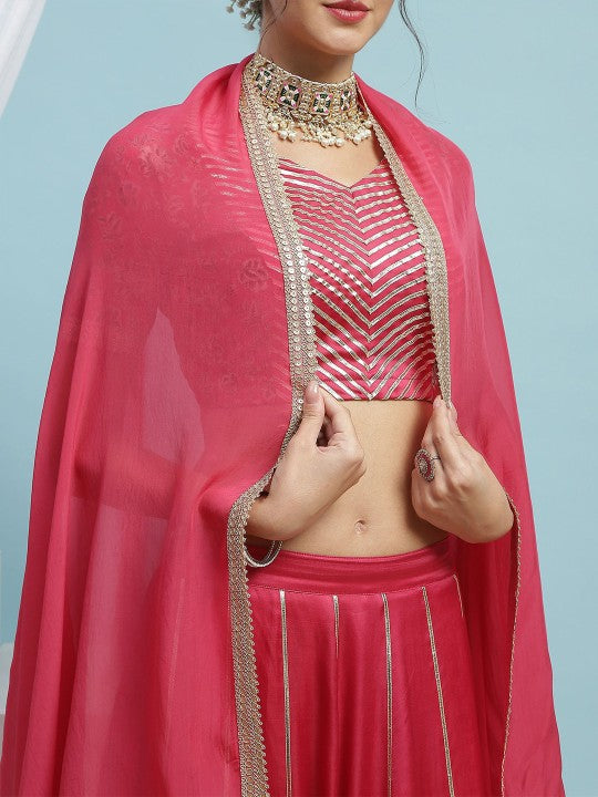 Embroidered V-Neck Ready to Wear Lehenga & Blouse With Dupatta-4