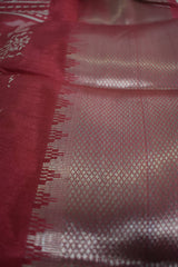 Coral Silk Floral Print Saree