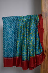 Coral Silk Multicolor Printed Saree