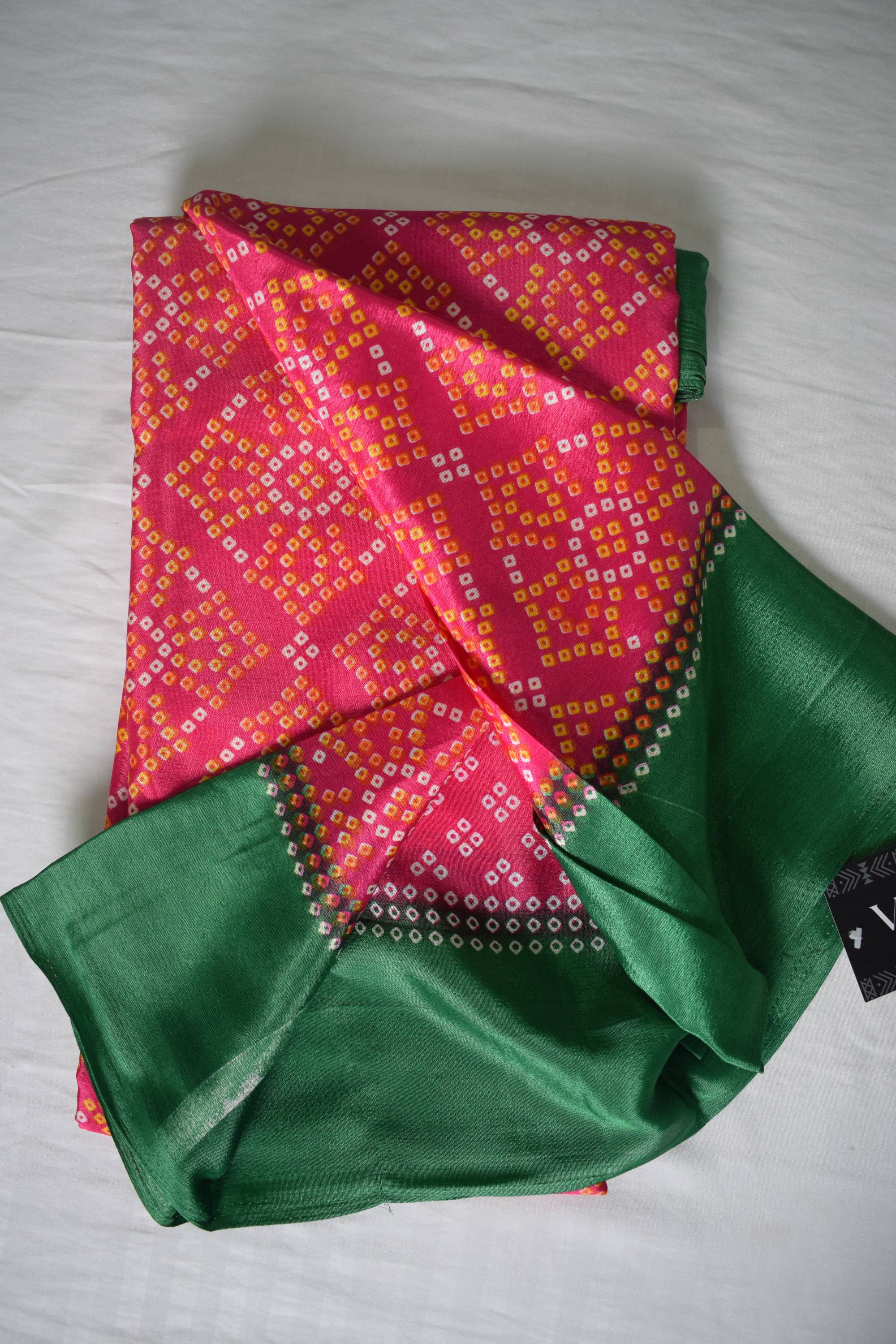 Coral Silk Multicolor Printed Saree