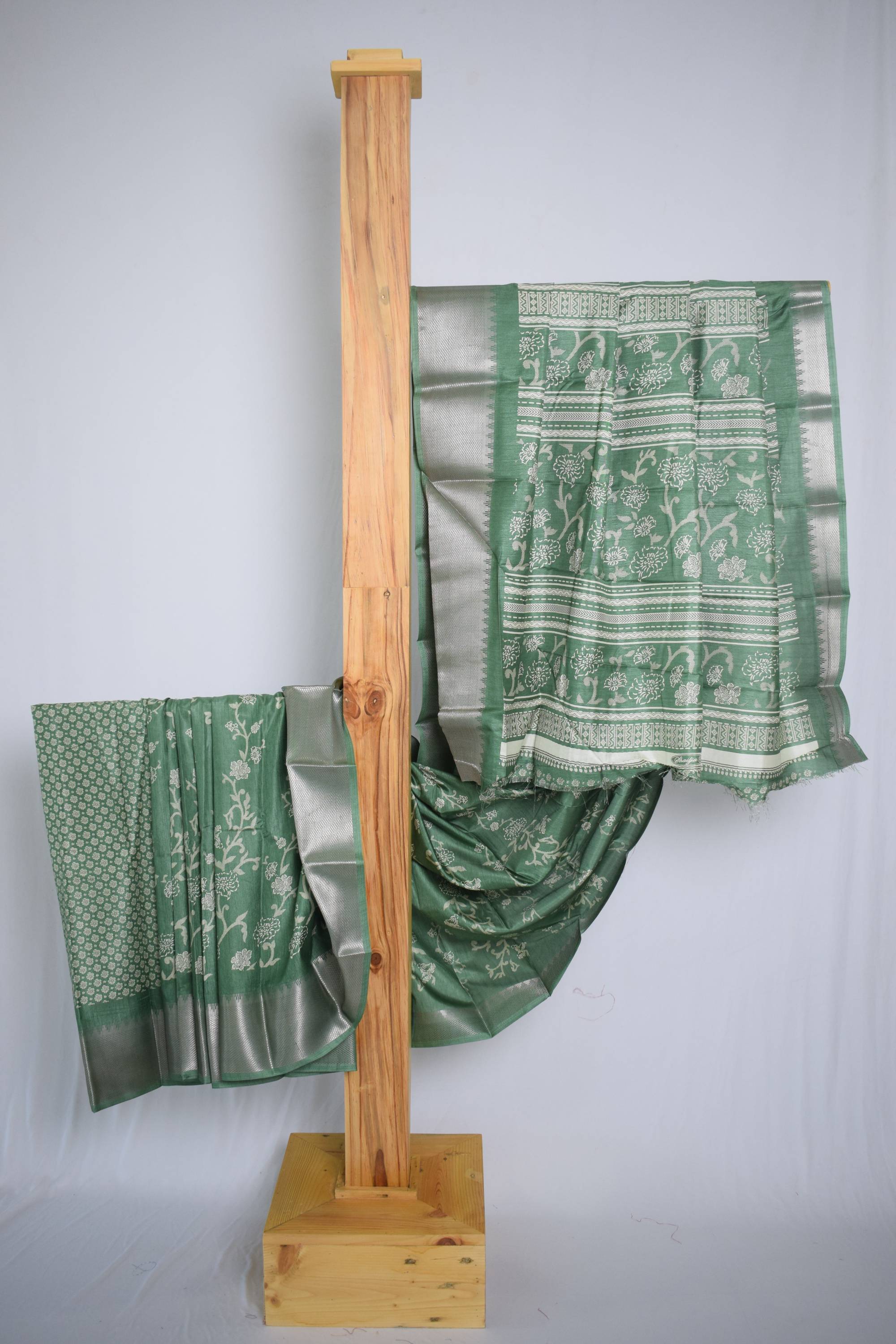 Coral Silk Floral Print Saree