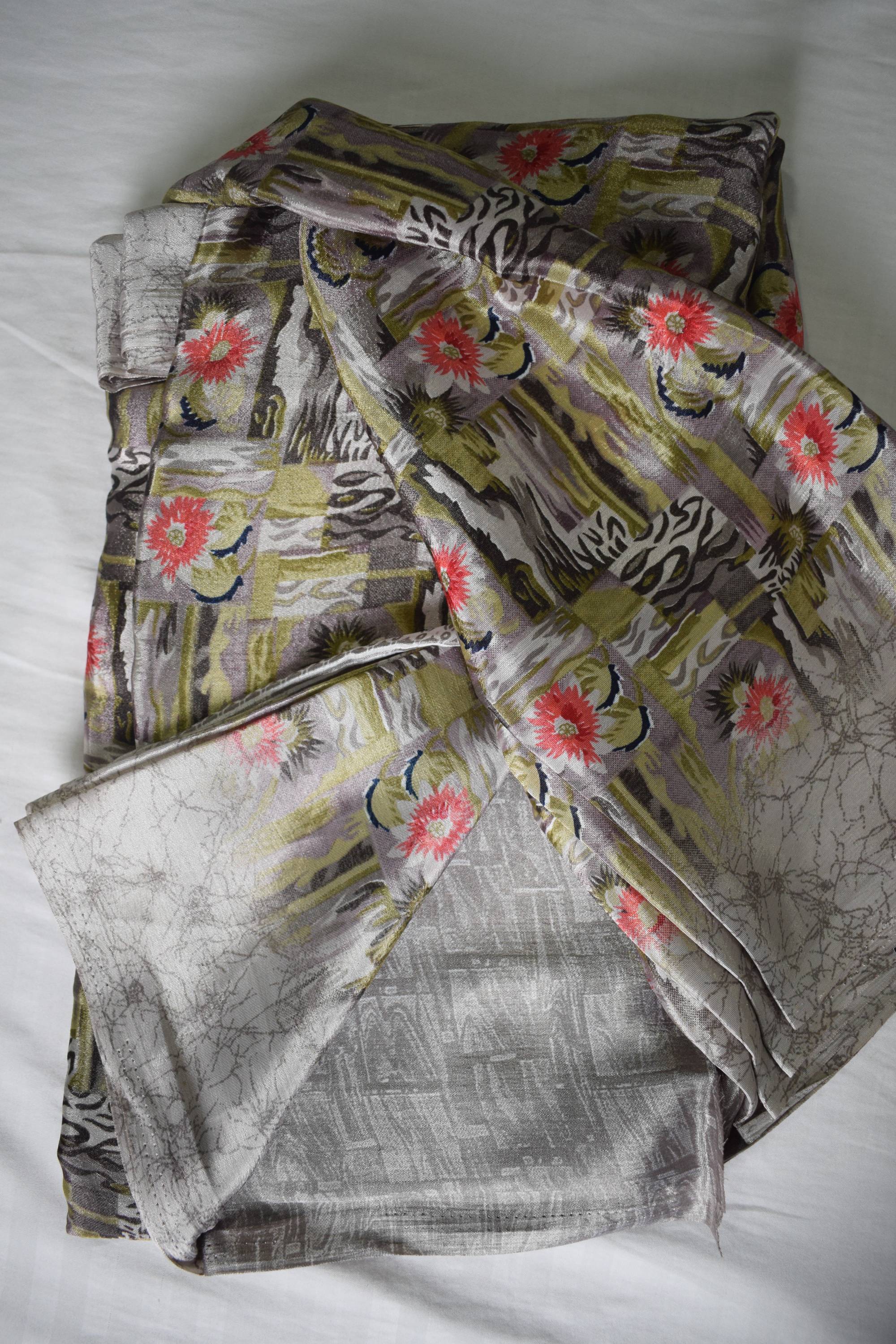 Floral Design Coral Silk Saree