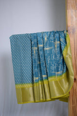 Coral Silk Multi Color Gradient Saree