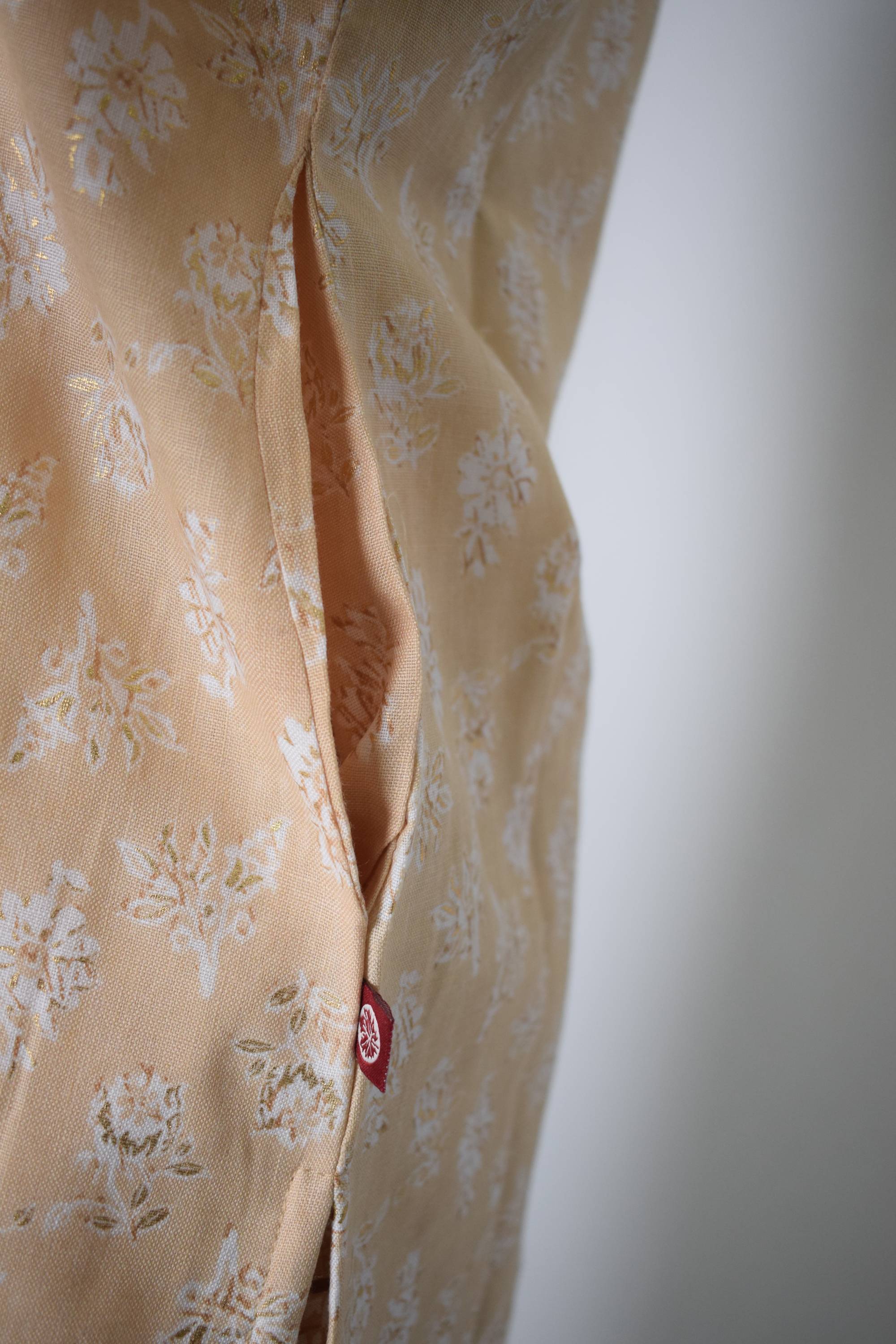 Beige V-Neck Floral Design Kurta Set
