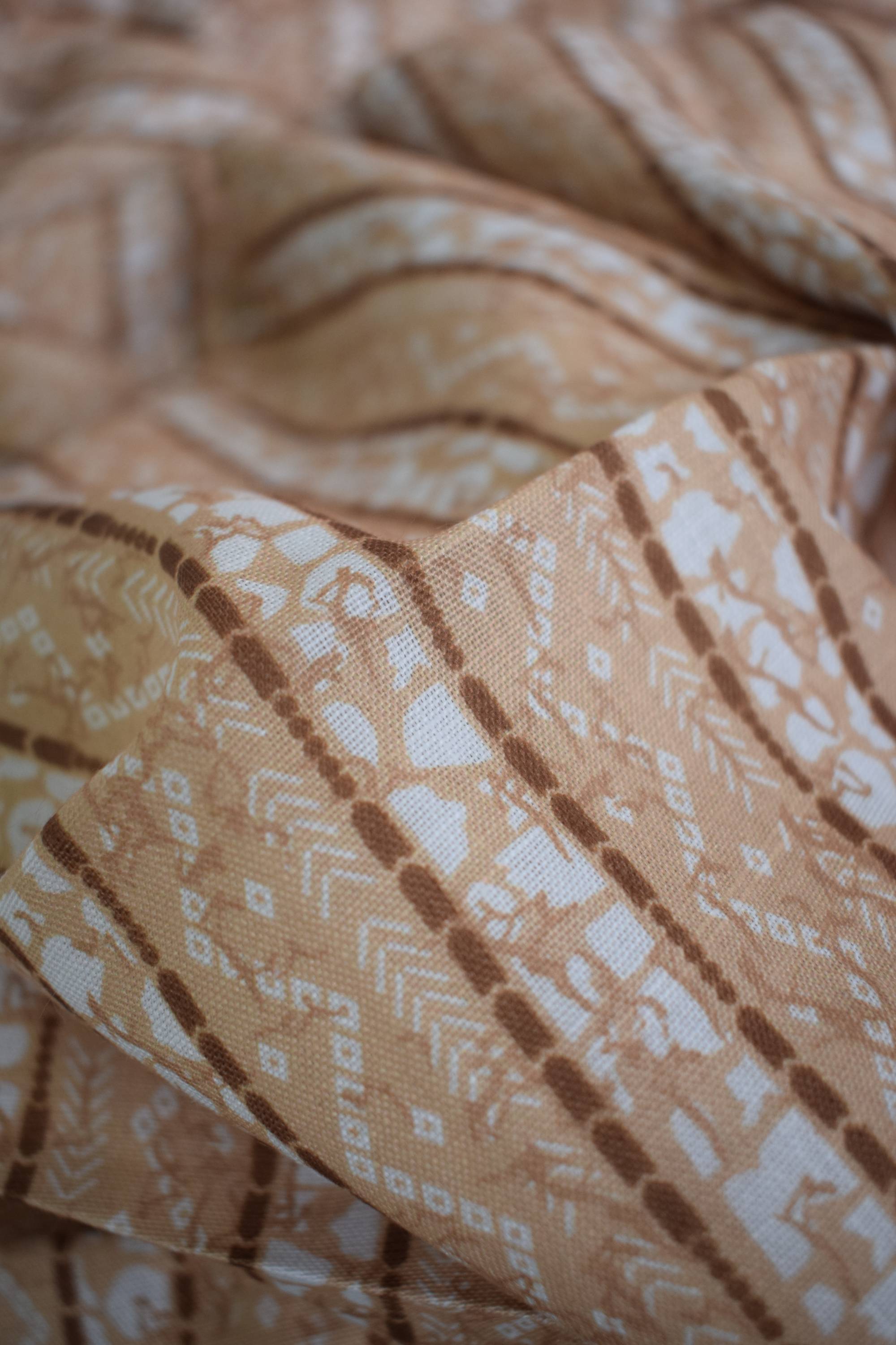 Beige V-Neck Floral Design Kurta Set