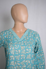 V-Neck Cotton Printed Design Kurta Set