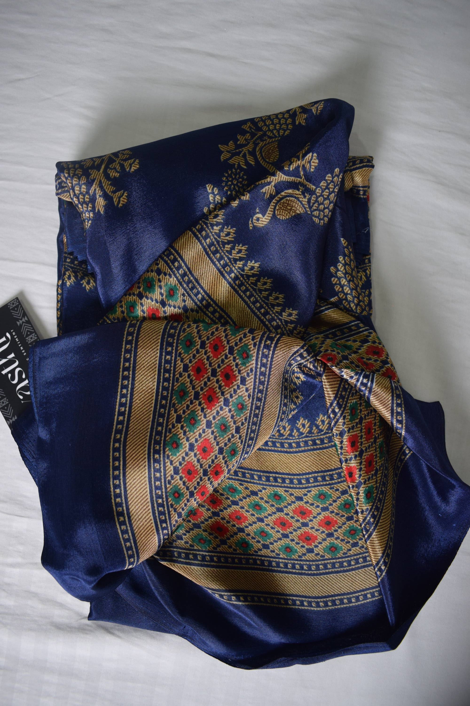 Coral Silk Printed Designer Saree