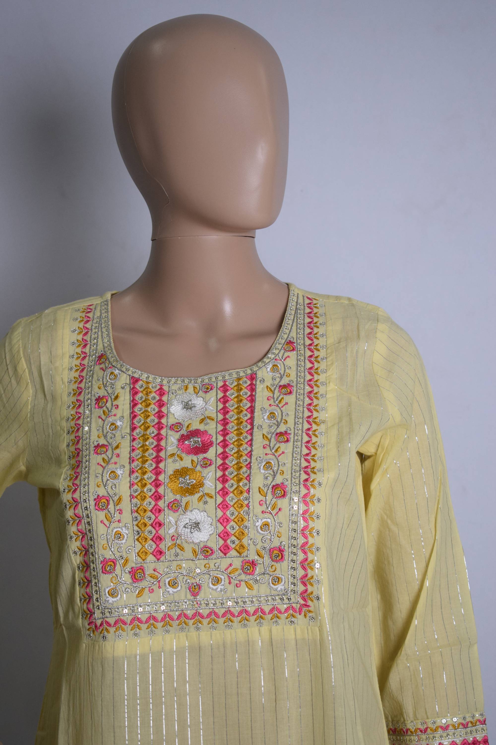 Yellow Embroidered Festive Kurti Top
