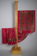 Coral Silk Printed Designer Saree