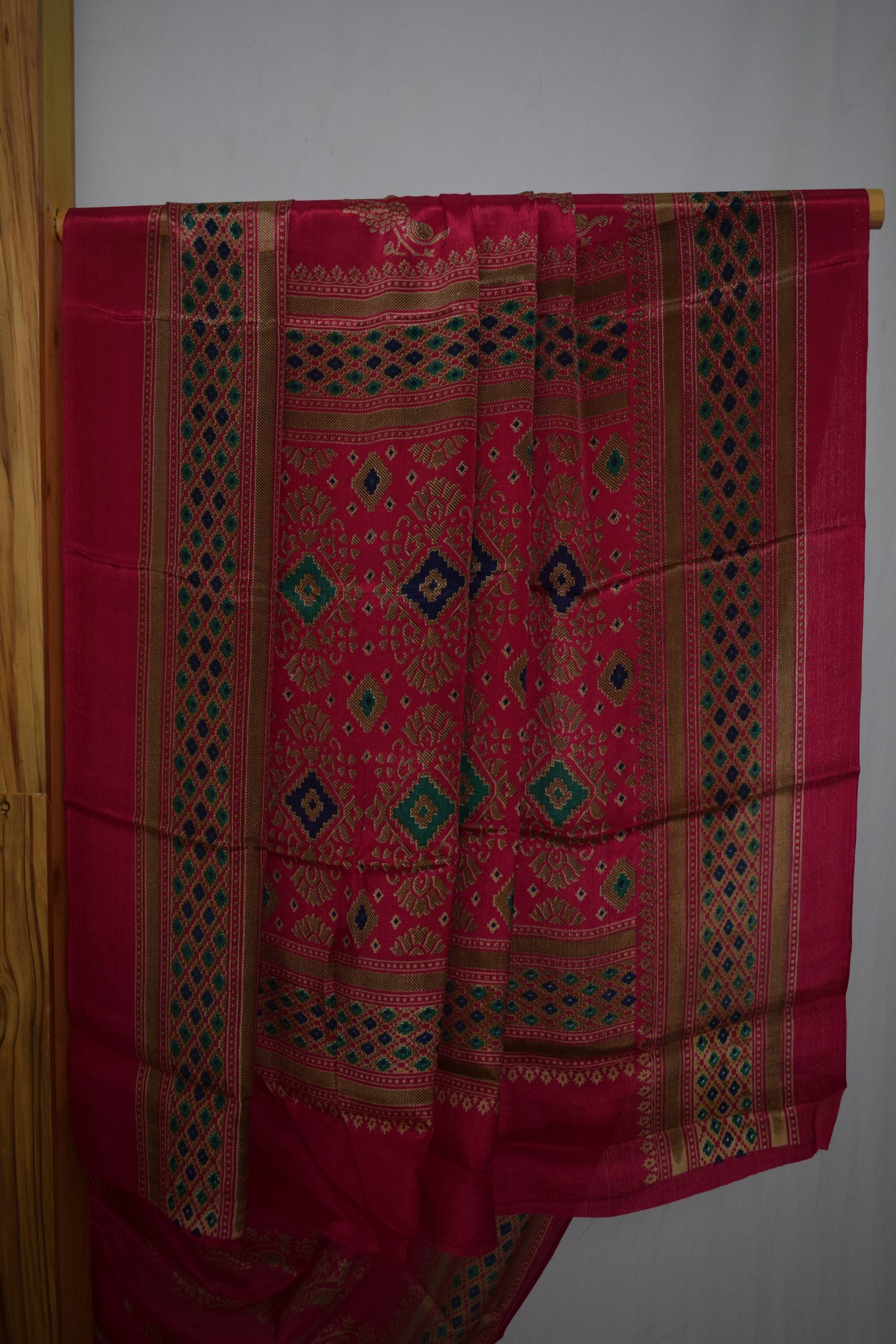 Coral Silk Printed Designer Saree