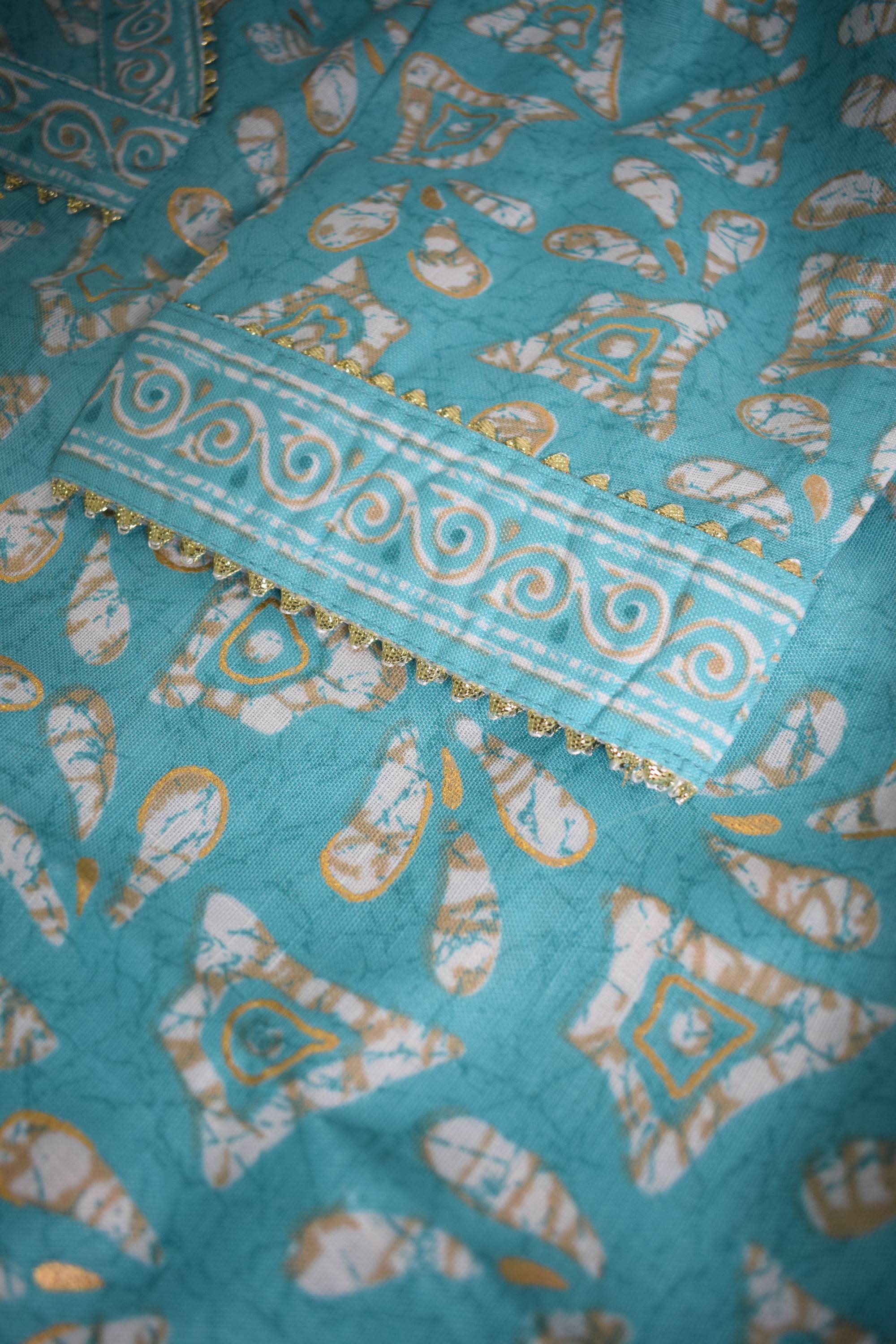V-Neck Cotton Printed Design Kurta Set